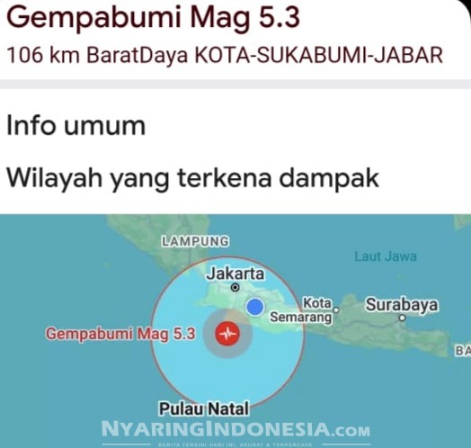 Berdasarkan data dari Badan Meteorologi, Klimatologi, dan Geofisika (BMKG), pusat gempa berada di 91 kilometer selatan Kabupaten Sukabumi, pada kedalaman 10 kilometer. Gempa terjadi di koordinat 7,81 Lintang Selatan dan 106,55 Bujur Timur