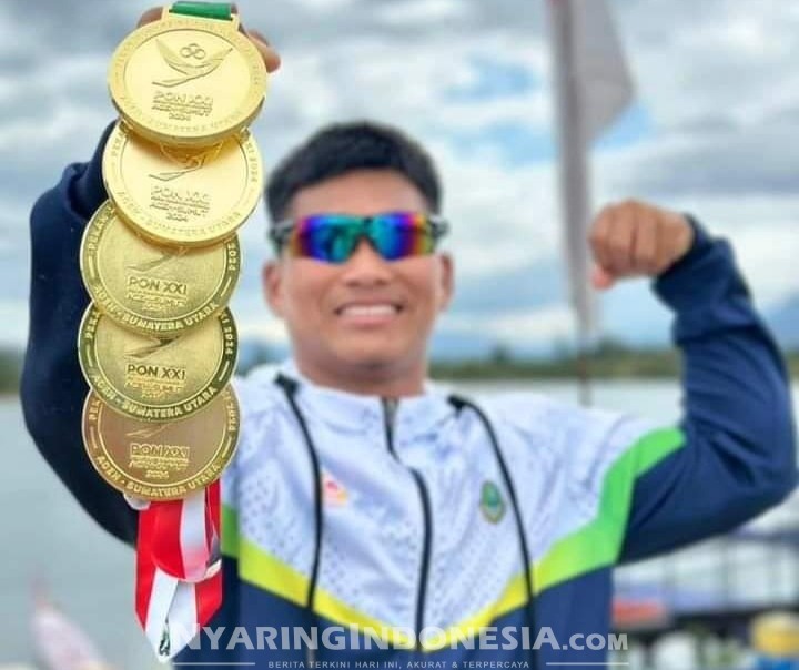 Arip Purnama, atlet dayung sekaligus siswa Kelas XII IPA 5 SMAN 1 Ciampel Kabupaten Karawang peraih enam medali emas di Pekan Olahraga Nasional (PON) XXI 2024 Aceh-Sumut