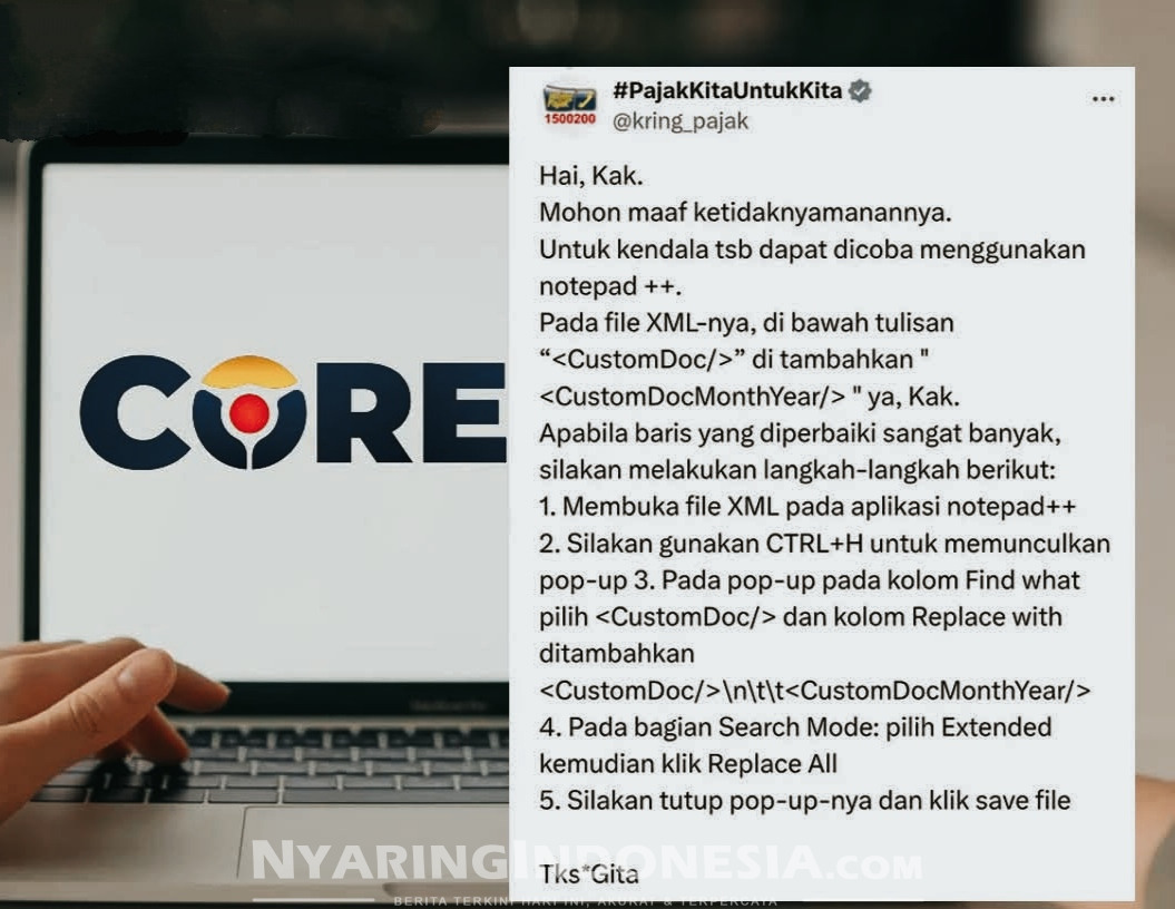 Coretax Masih Error, Akun Resmi Pajak Minta Coding Sendiri Ρακαι Notepad