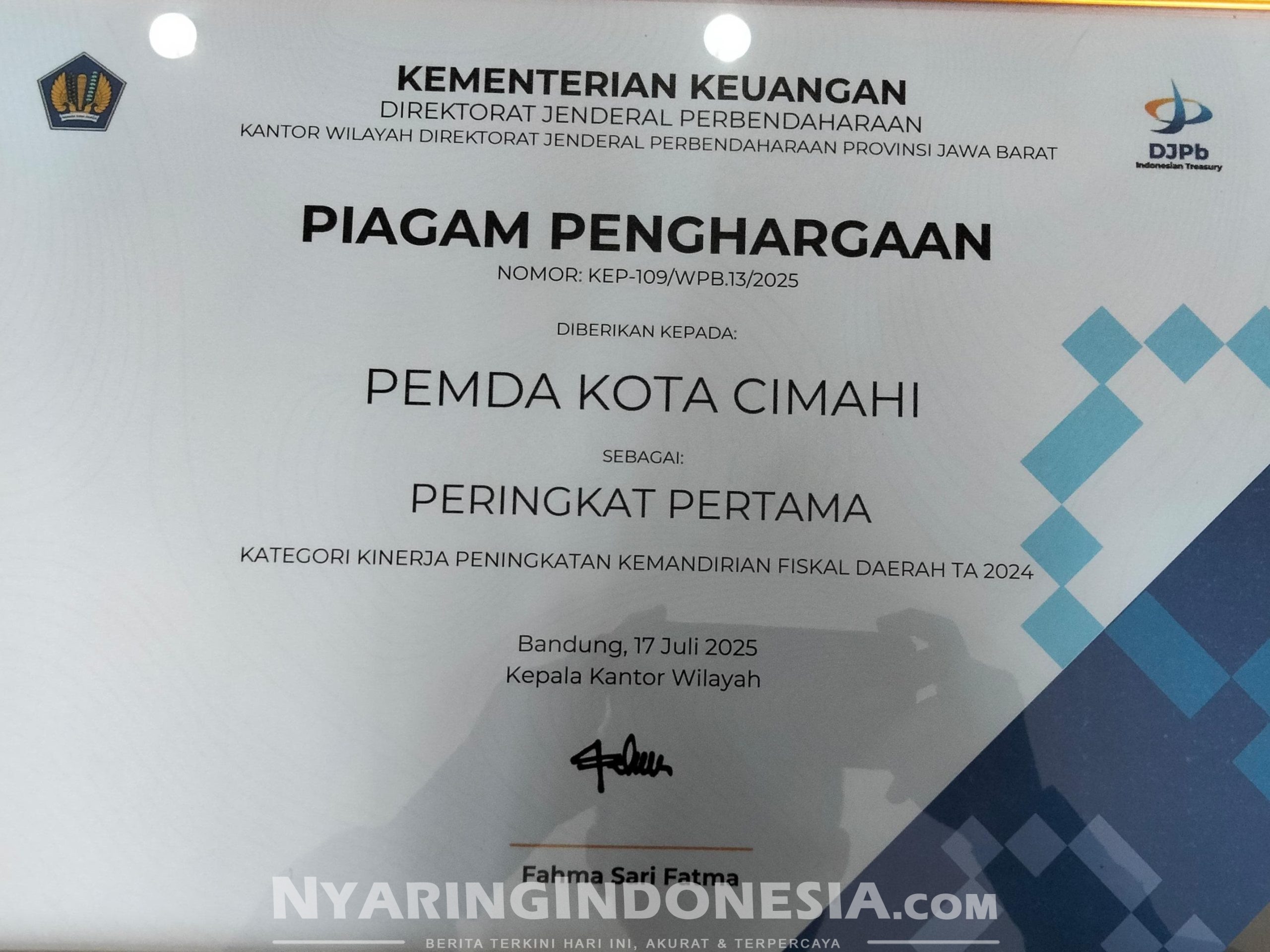 Penghargaan Kemenkeu